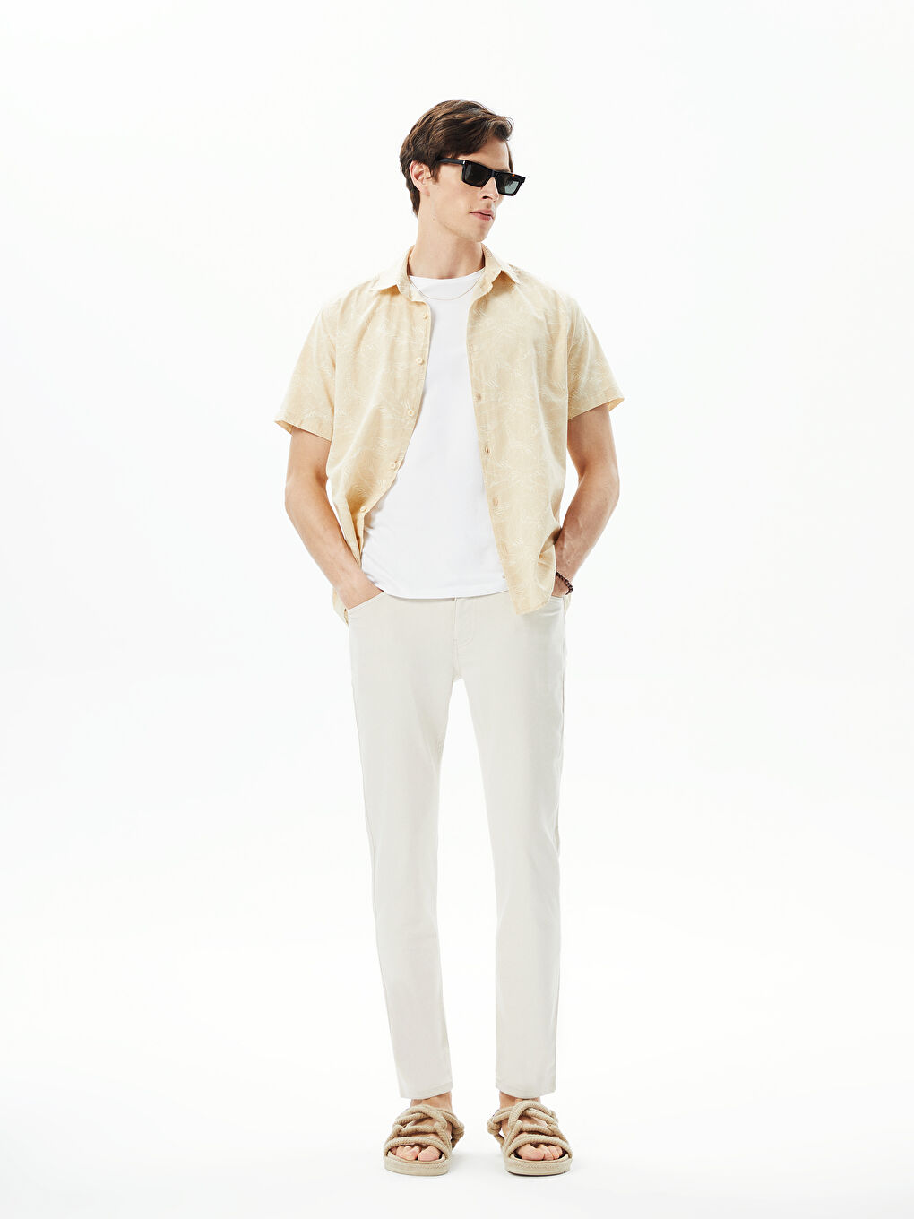 بنطلون رجالي بقصة رفيعة من قماش التويل-2