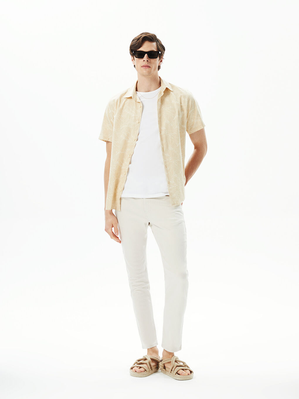 بنطلون رجالي بقصة رفيعة من قماش التويل-4