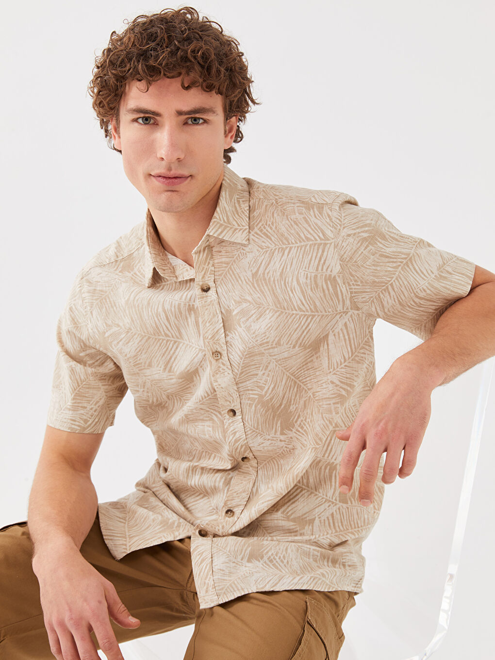 XSIDE Chemise en Popeline à Motifs à Manches Courtes pour Hommes Coupe Régulière -S32881Z8-LQC