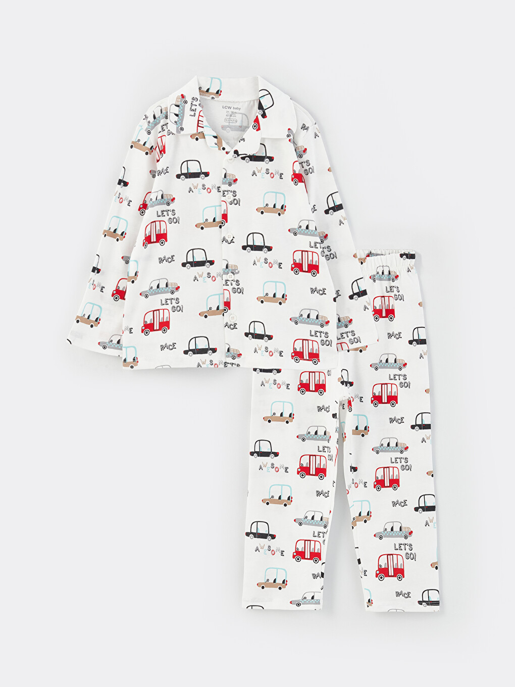 Polo Neck Long Sleeve Printed Baby Boys' Pyjama Set
