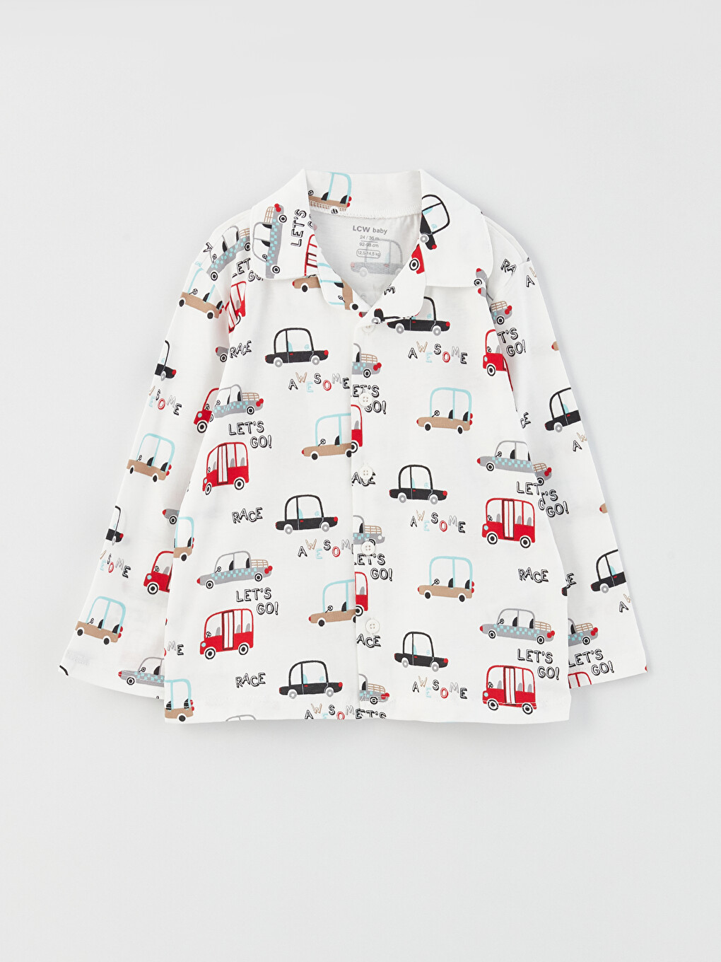 Polo Neck Long Sleeve Printed Baby Boys' Pyjama Set-1