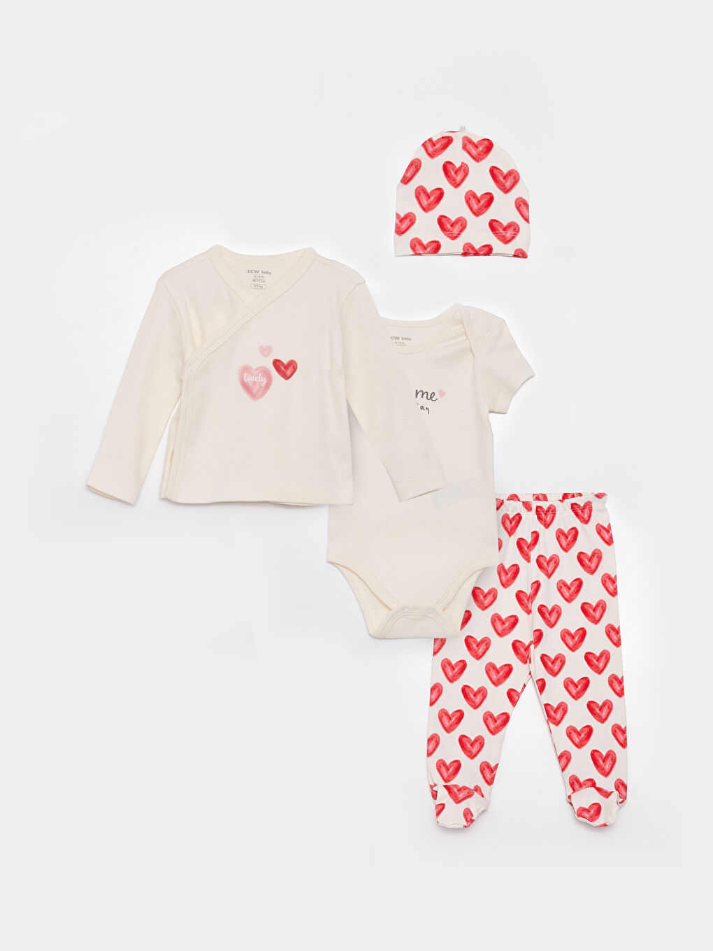 Конверт жағалы қысқа жең принтті қыз балаға арналған 4 бөліктен тұратын жинақ