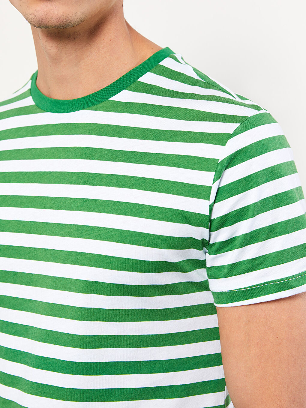 Crew Neck Short Sleeve Striped Jersey Men's T-Shirt-3