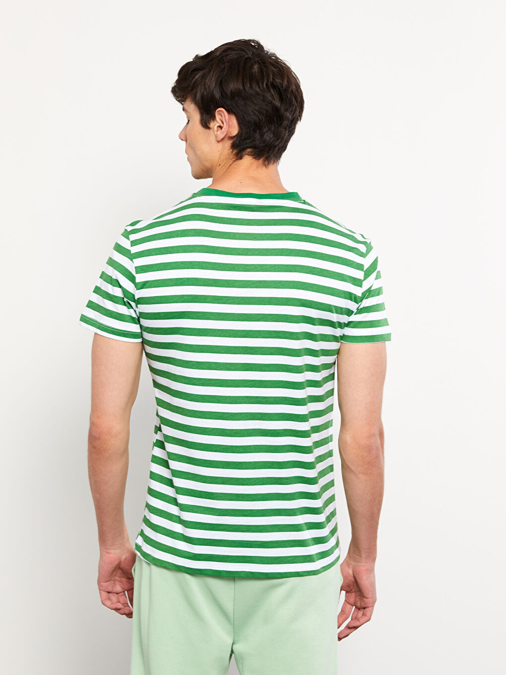 Crew Neck Short Sleeve Striped Jersey Men's T-Shirt-4