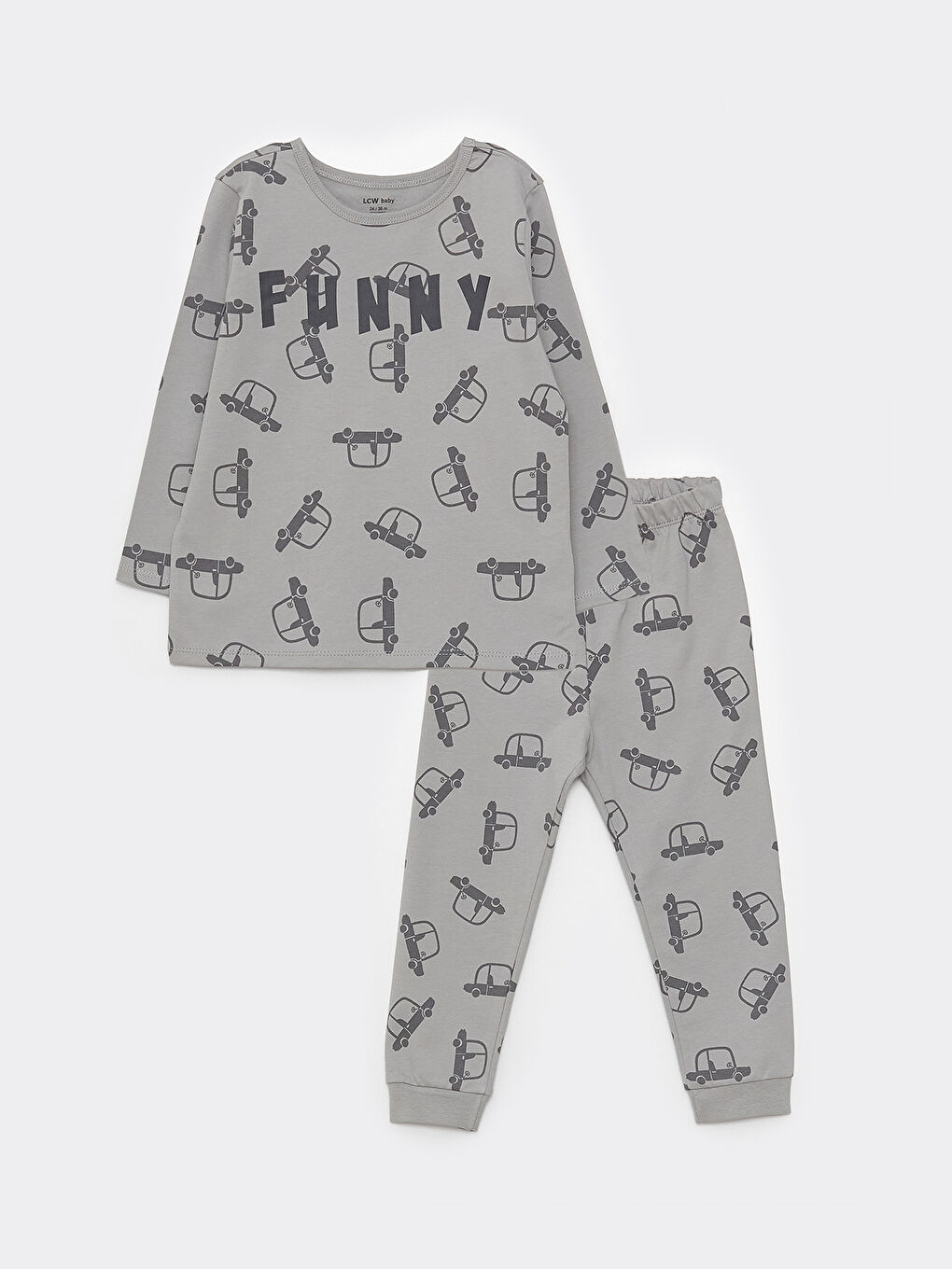 Crew Neck Long Sleeve Printed Baby Boy Pajama Set