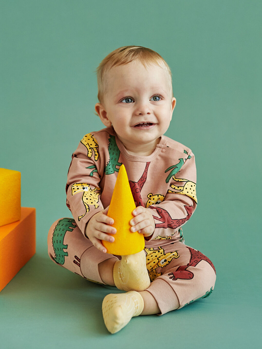 Crew Neck Long Sleeve Printed Baby Boy Pajama Set-2