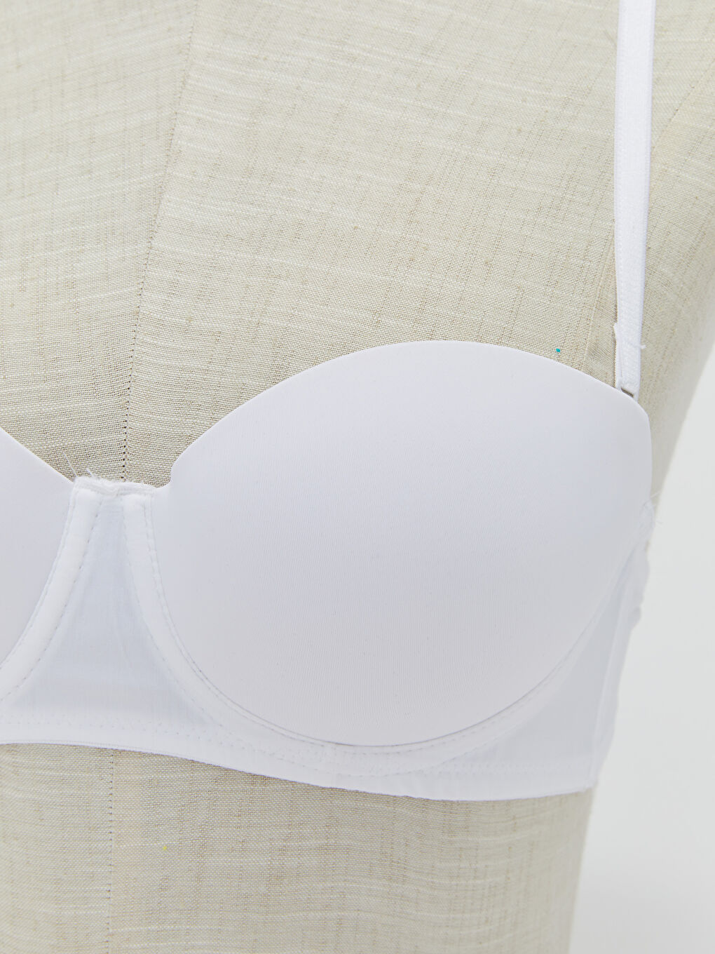 Beyaz Balenli Yarım Dolgulu Düz Straplez Sütyen-2