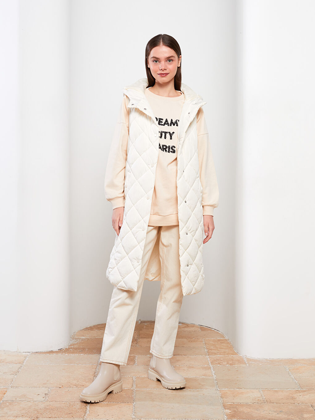 LCW Modest Doudoune sans manches matelassée à capuche pour Femmes -S32983Z8-FDH