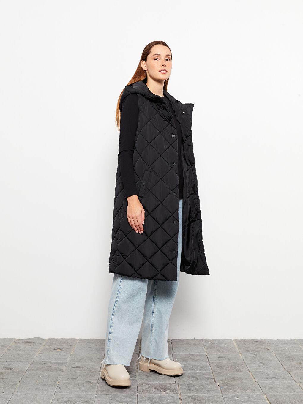 Hooded Quilted Women's Puffer Gilet-1