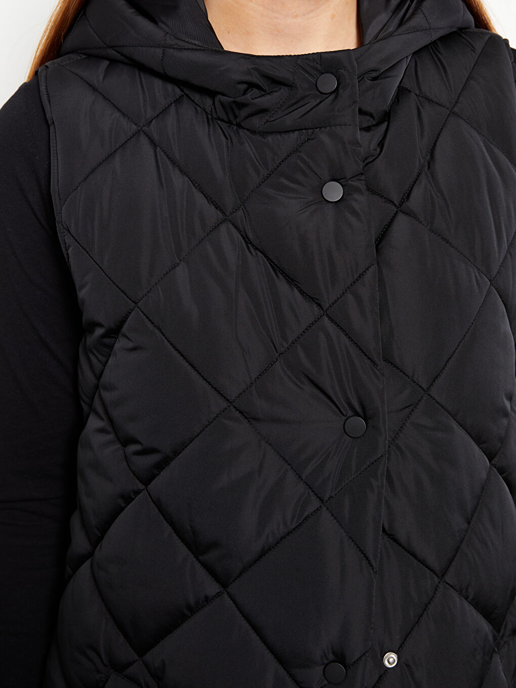 Hooded Quilted Women's Puffer Gilet-3
