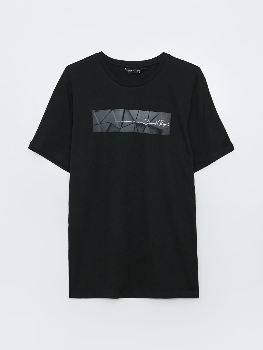 Siyah Bisiklet Yaka Kısa Kollu Baskılı Penye Erkek Tişört-5