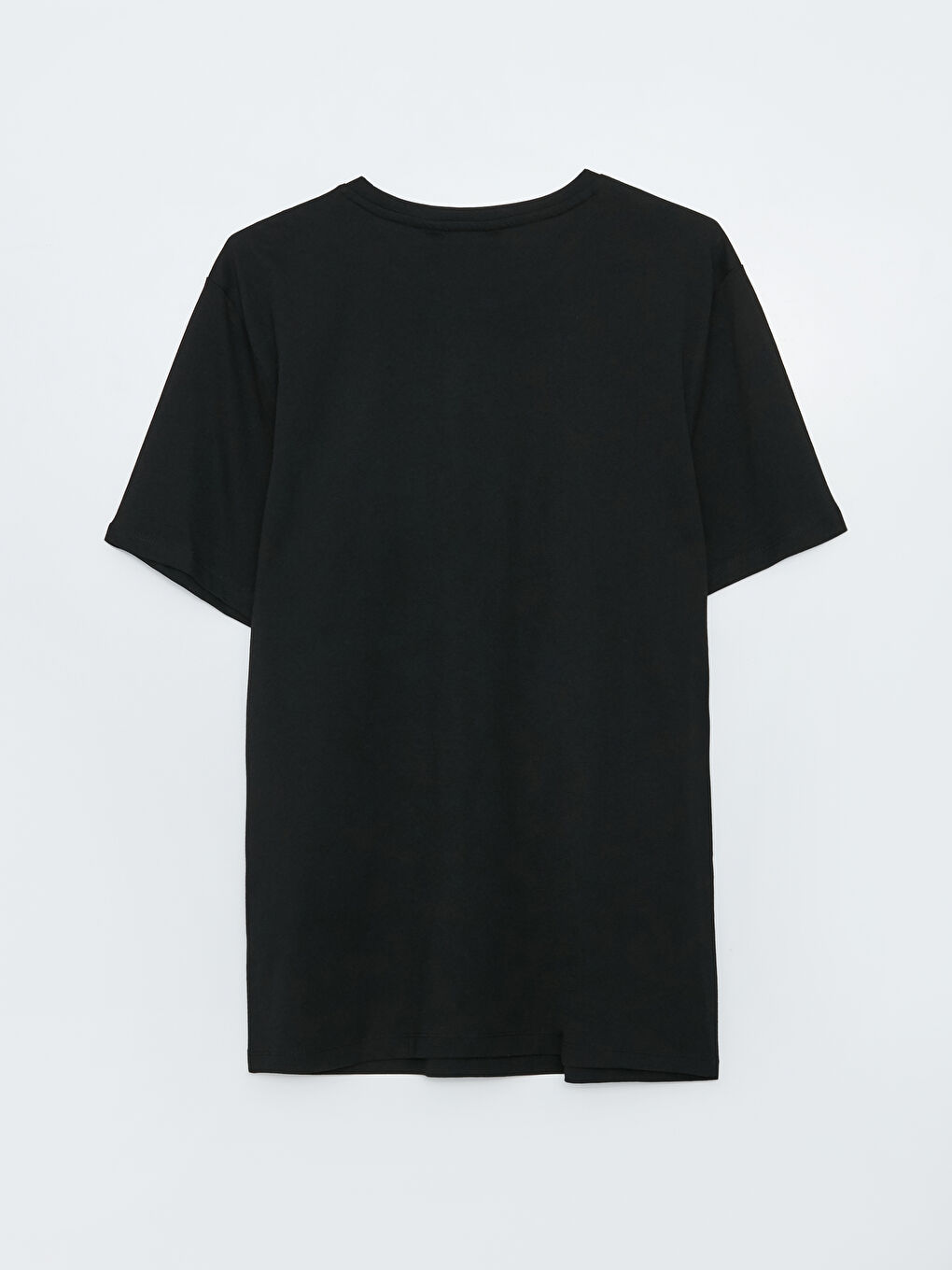 Siyah Bisiklet Yaka Kısa Kollu Baskılı Penye Erkek Tişört-6