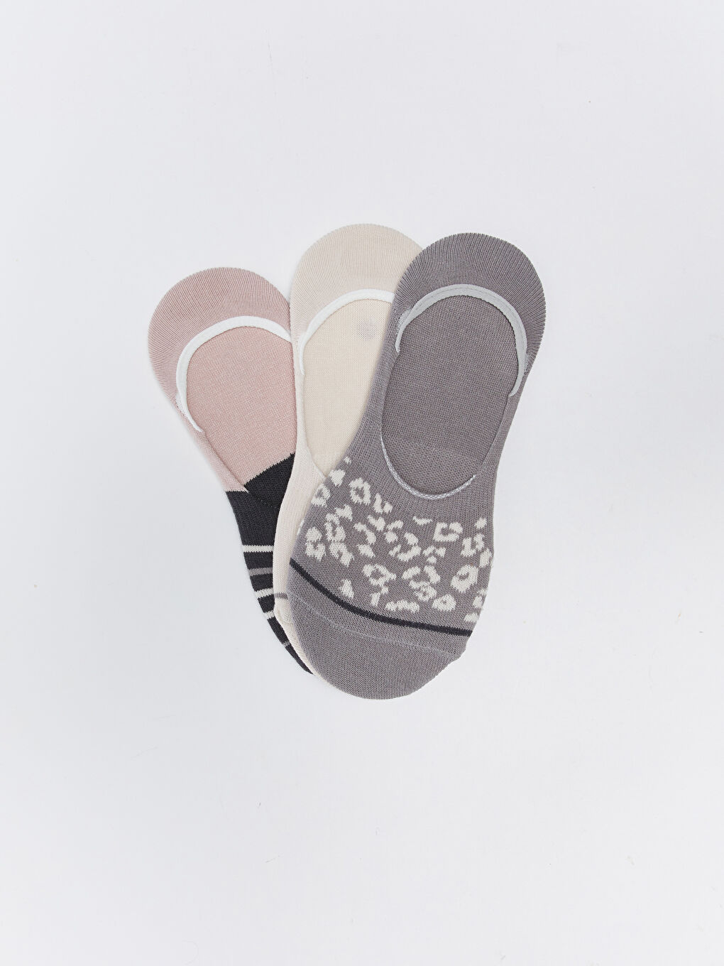 Gri Desenli Kadın Babet Çorap 3'lü-1