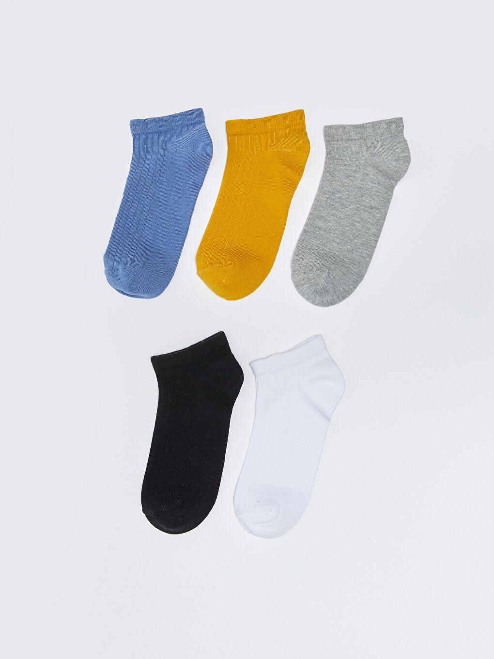 Mavi Kadın Düz Patik Çorap 5'li