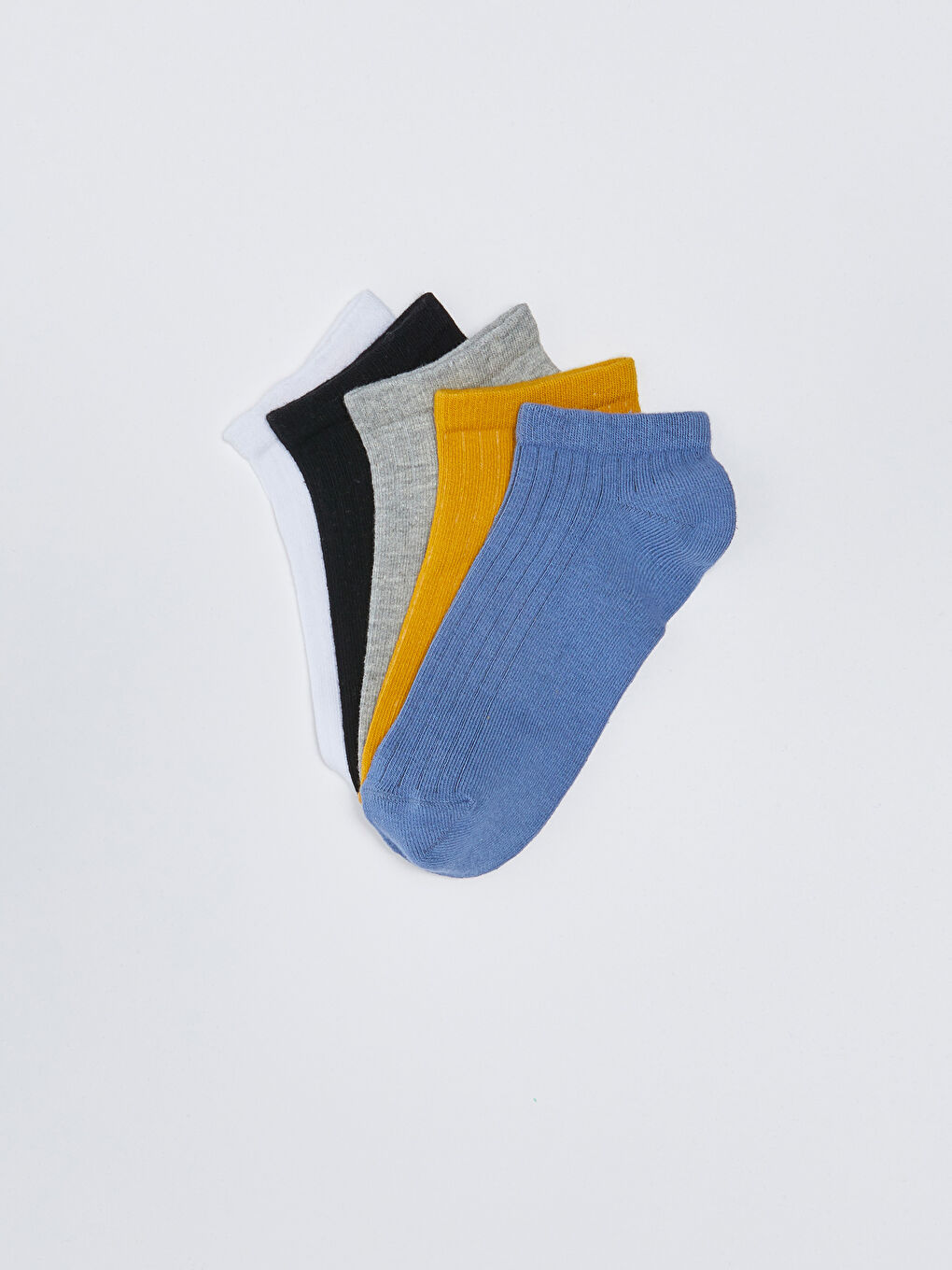 Mavi Kadın Düz Patik Çorap 5'li-1