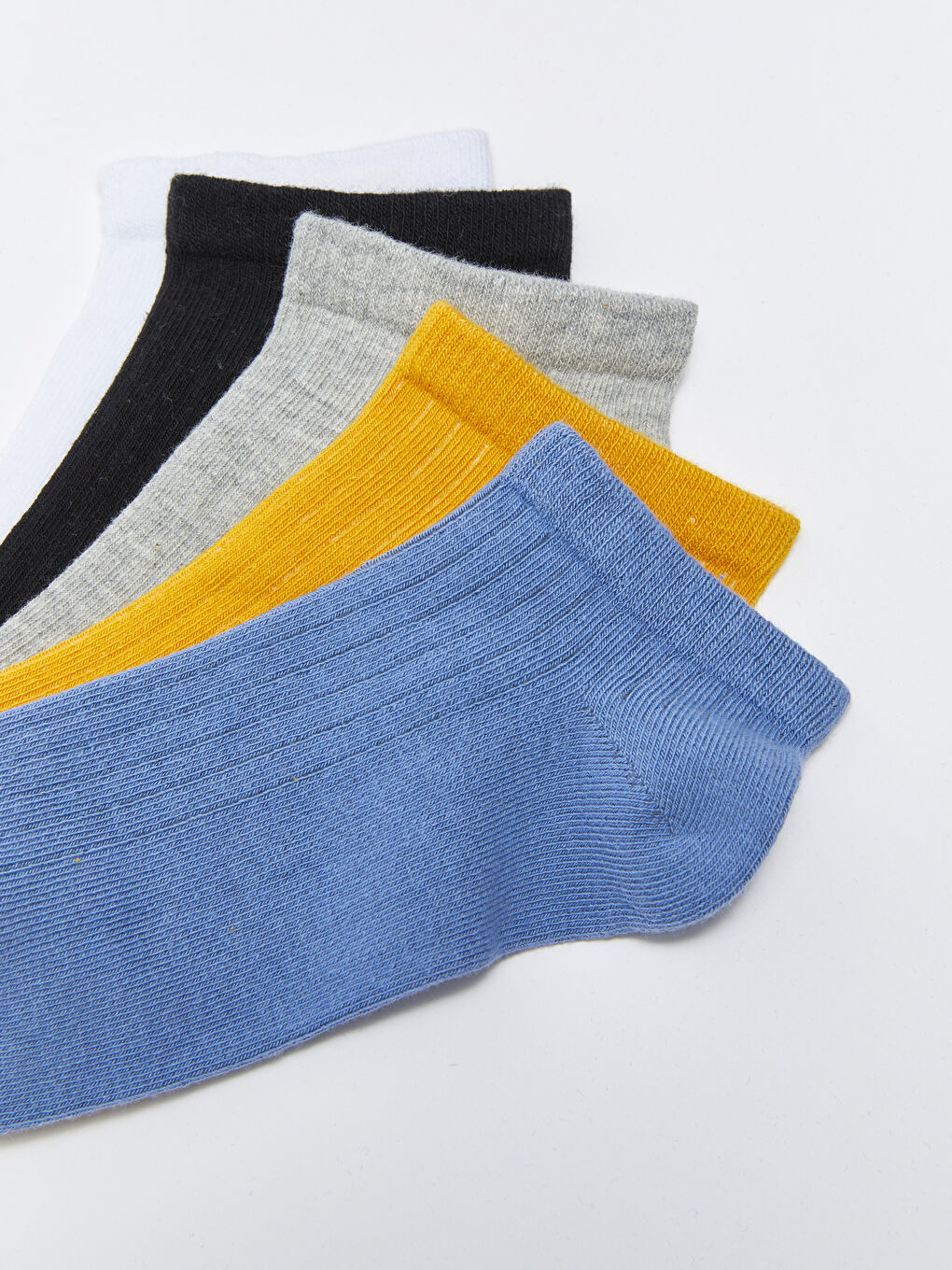 Mavi Kadın Düz Patik Çorap 5'li-2