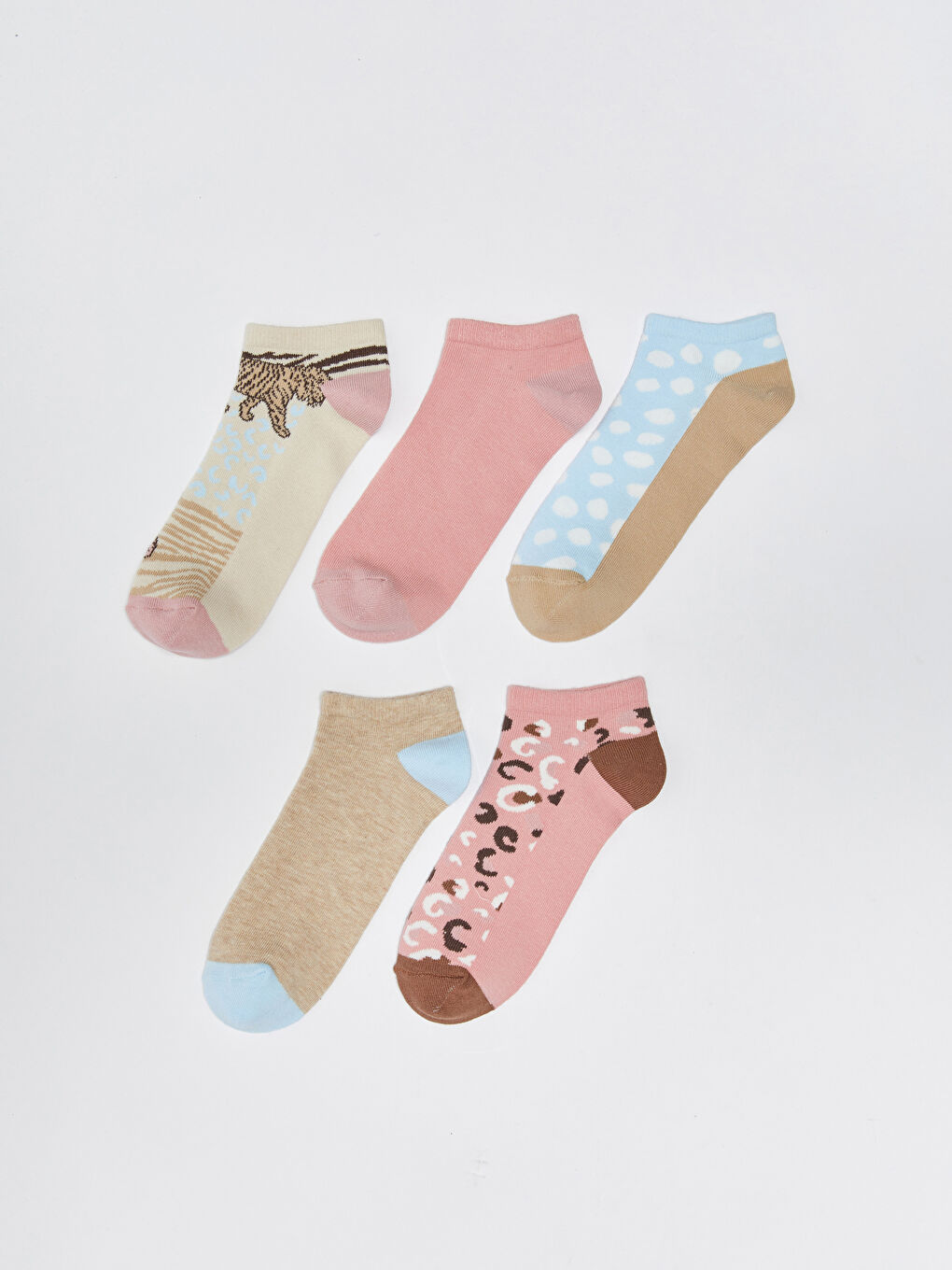 Patterned Women's Trainer Socks 5 Pack