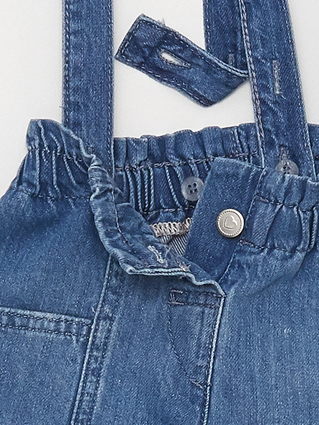 LCW baby Orta İndigo Rodeo Beli Lastikli Basic Kız Bebek Jean Şort - 3