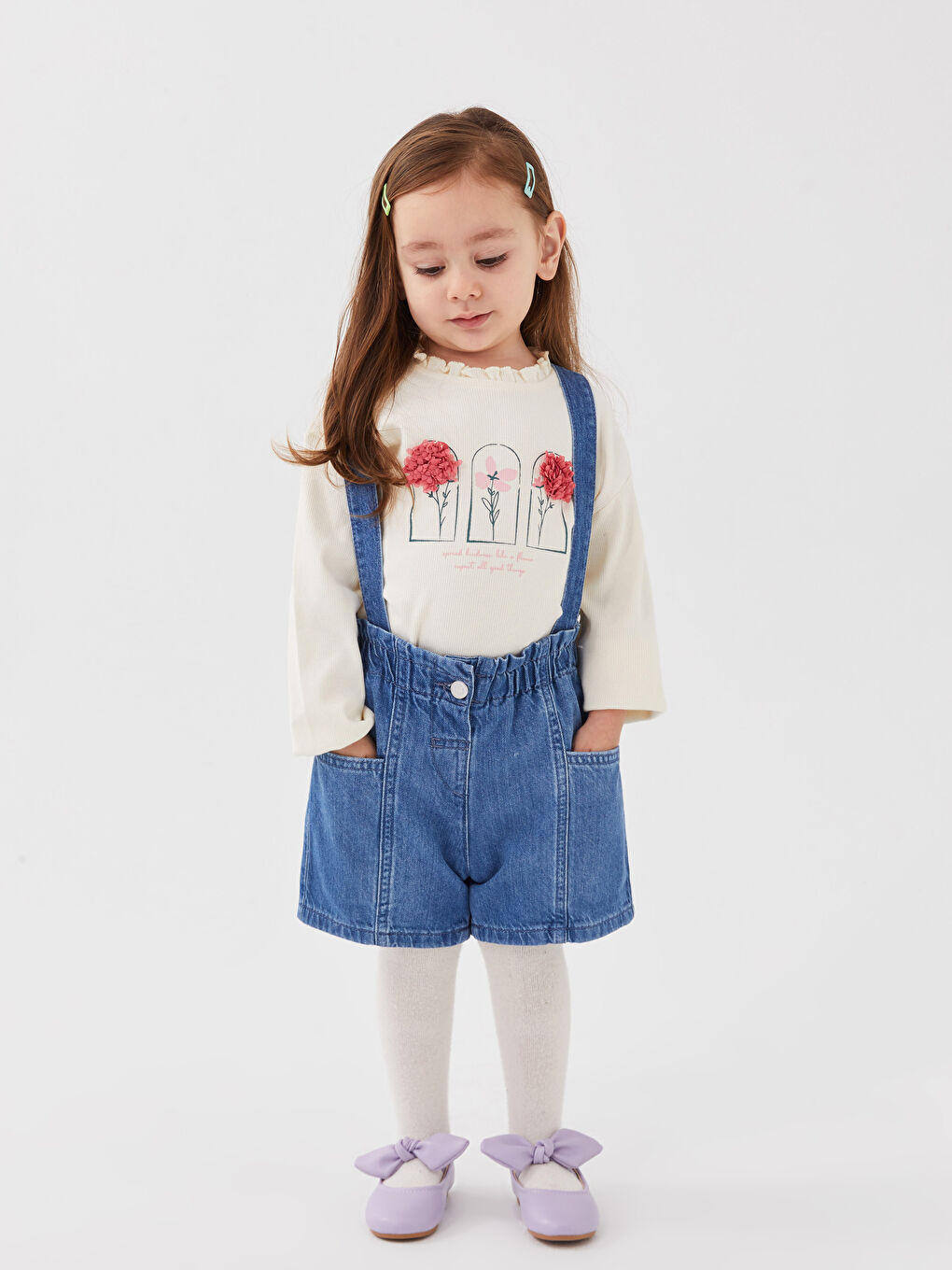 LCW baby Orta İndigo Rodeo Beli Lastikli Basic Kız Bebek Jean Şort