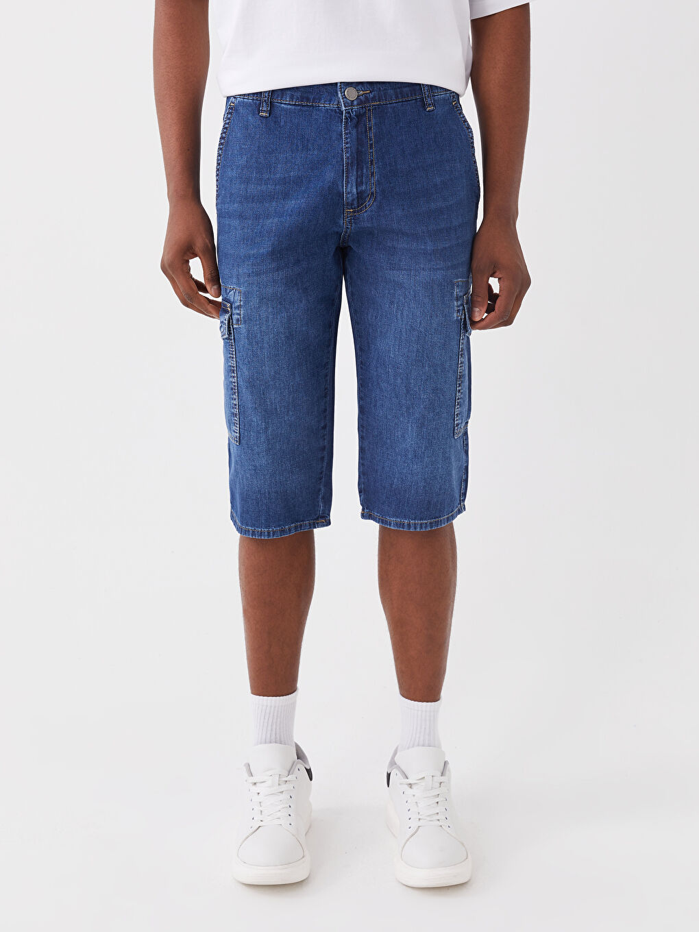 İndigo Standart Kalıp Erkek Jean Bermuda-2