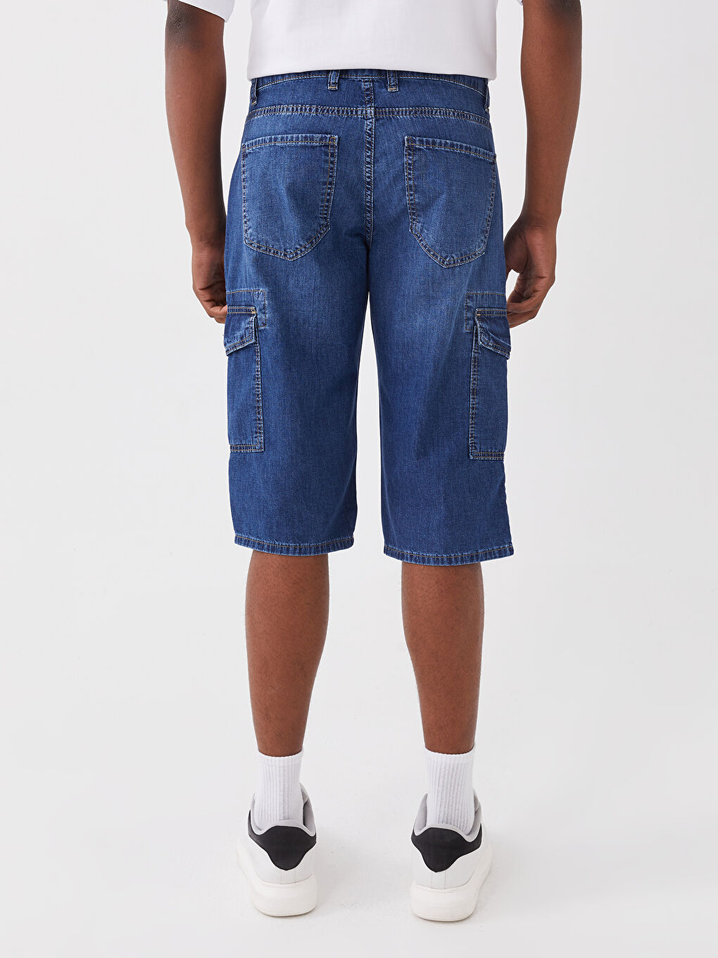 İndigo Standart Kalıp Erkek Jean Bermuda-3