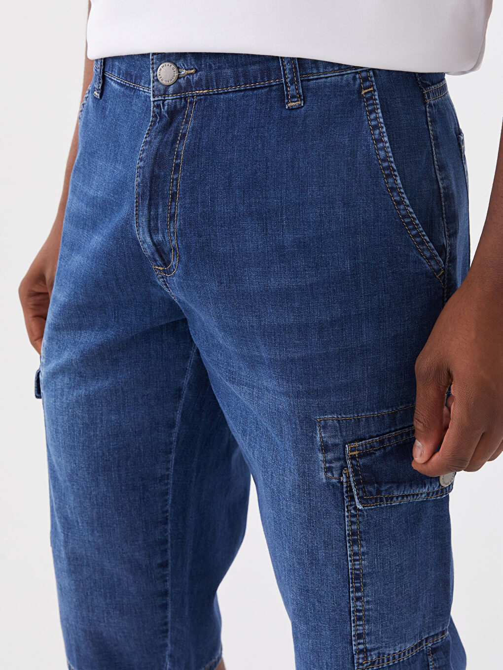 İndigo Standart Kalıp Erkek Jean Bermuda-4