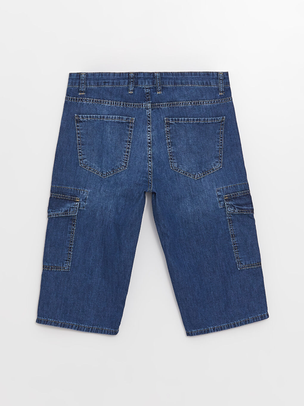 İndigo Standart Kalıp Erkek Jean Bermuda-5