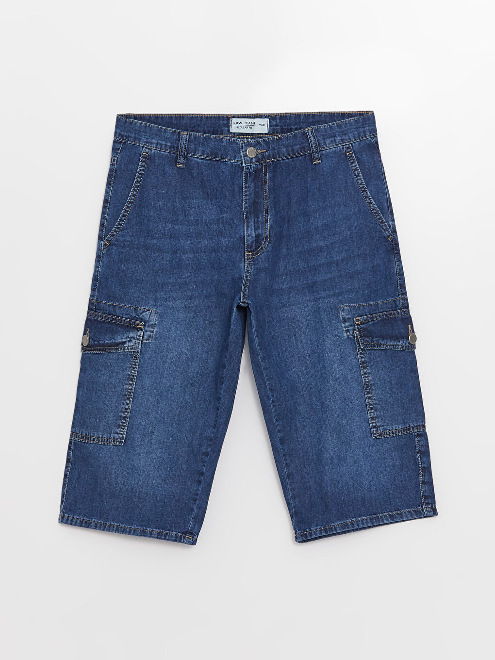 İndigo Standart Kalıp Erkek Jean Bermuda-6