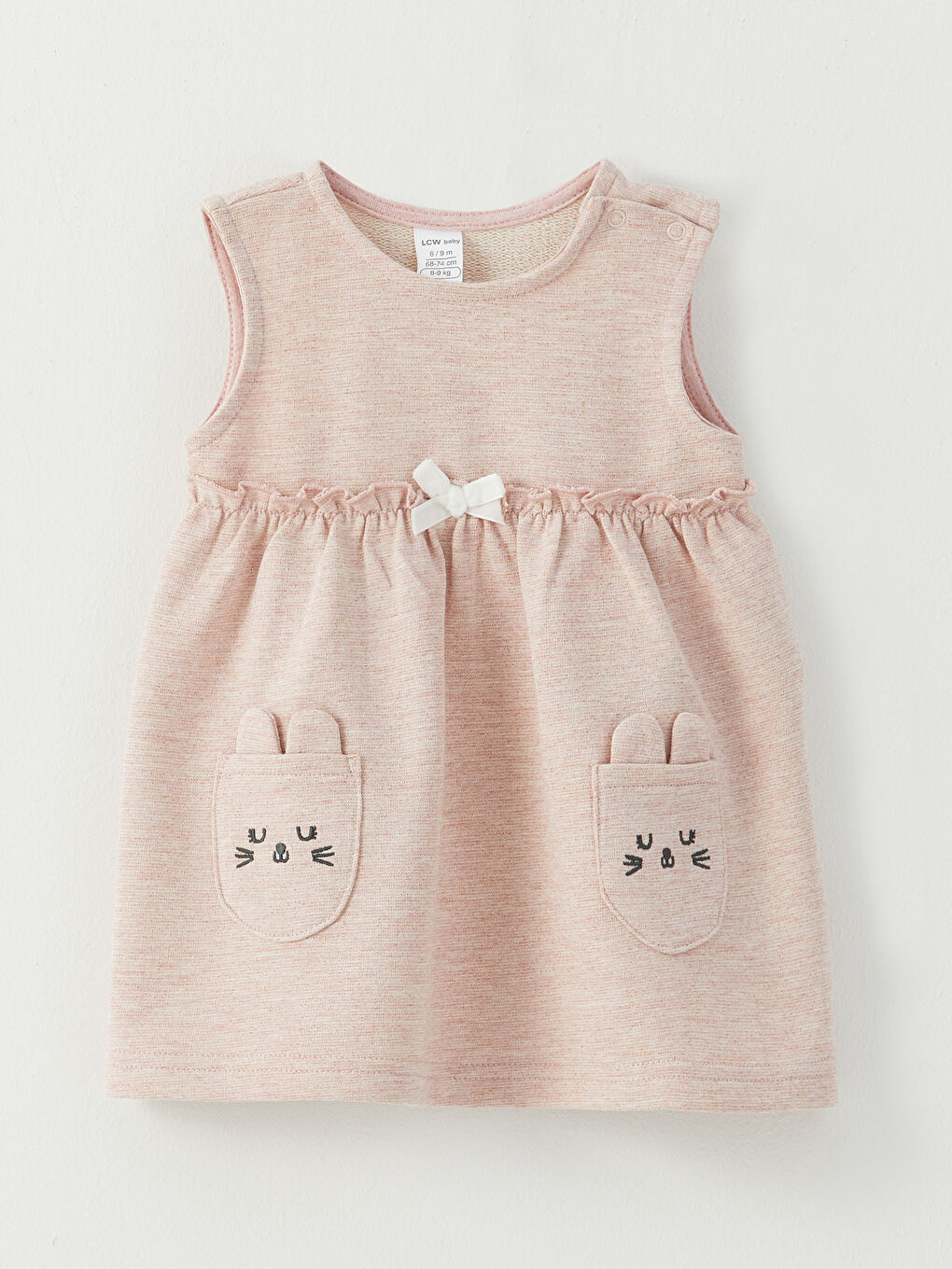 Pembe Bebe Yaka Uzun Kollu Kız Bebek Bluz ve Elbise 2'li Takım-2