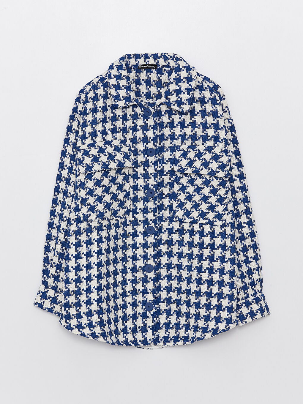 Patterned Long Sleeve Oversize Tweed Women's Shirt Jacket-5