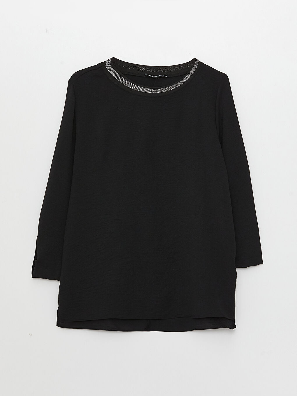 Women's Crew Neck Plain Blouse-5
