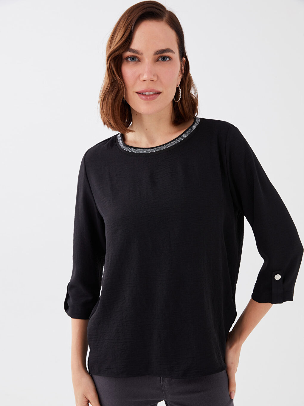 Women's Crew Neck Plain Blouse