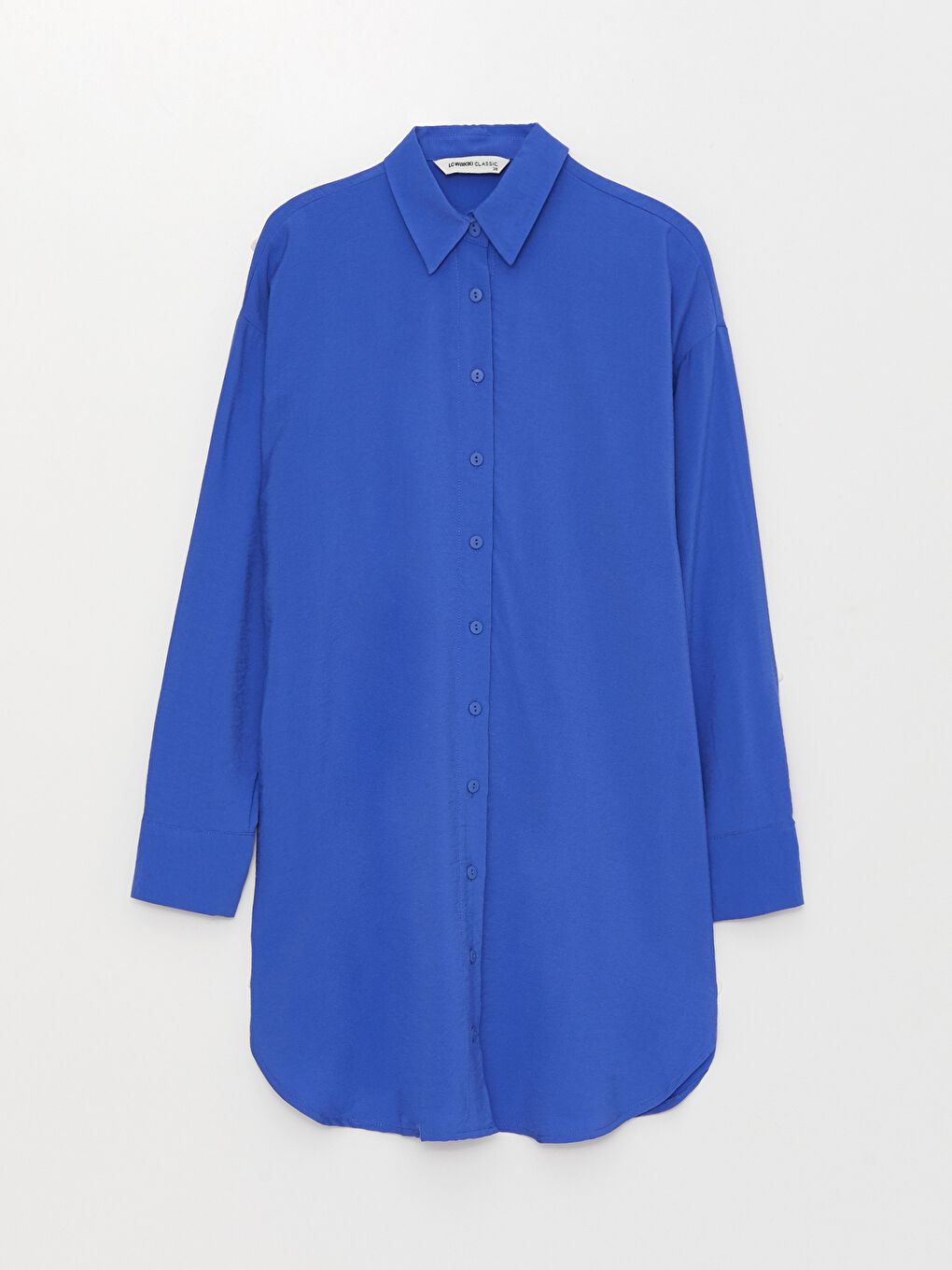 Однотонная рубашка-туника с длинным рукавом оверсайз для женщин-5