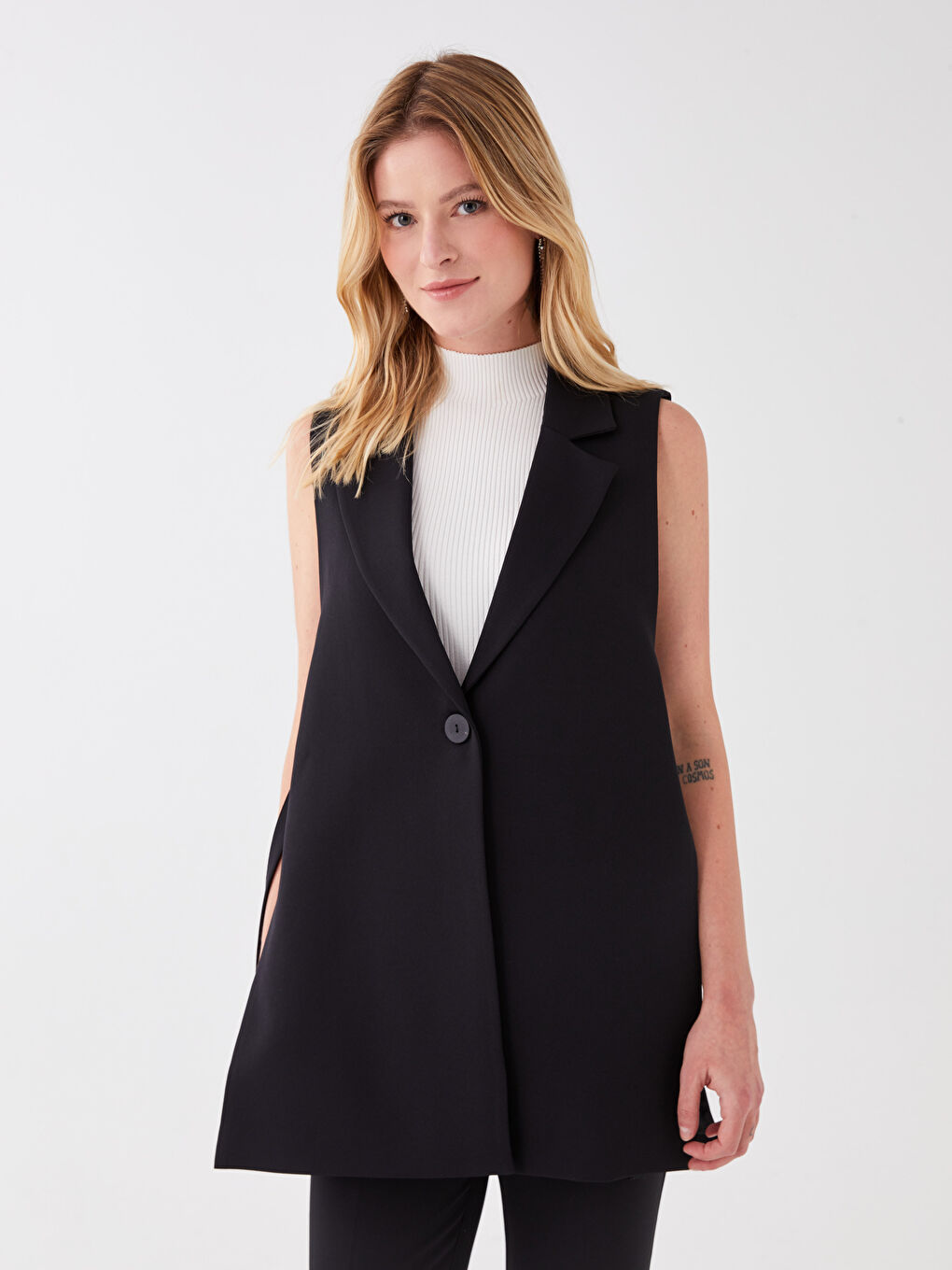 Women's Jacket Collar Plain Vest-1