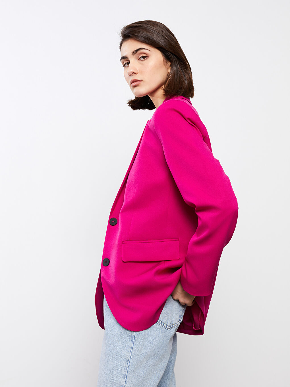 Front Button Closure Long Sleeve Women's Jacket