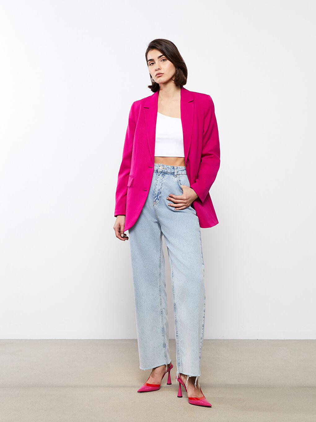 Front Button Closure Long Sleeve Women's Jacket-2