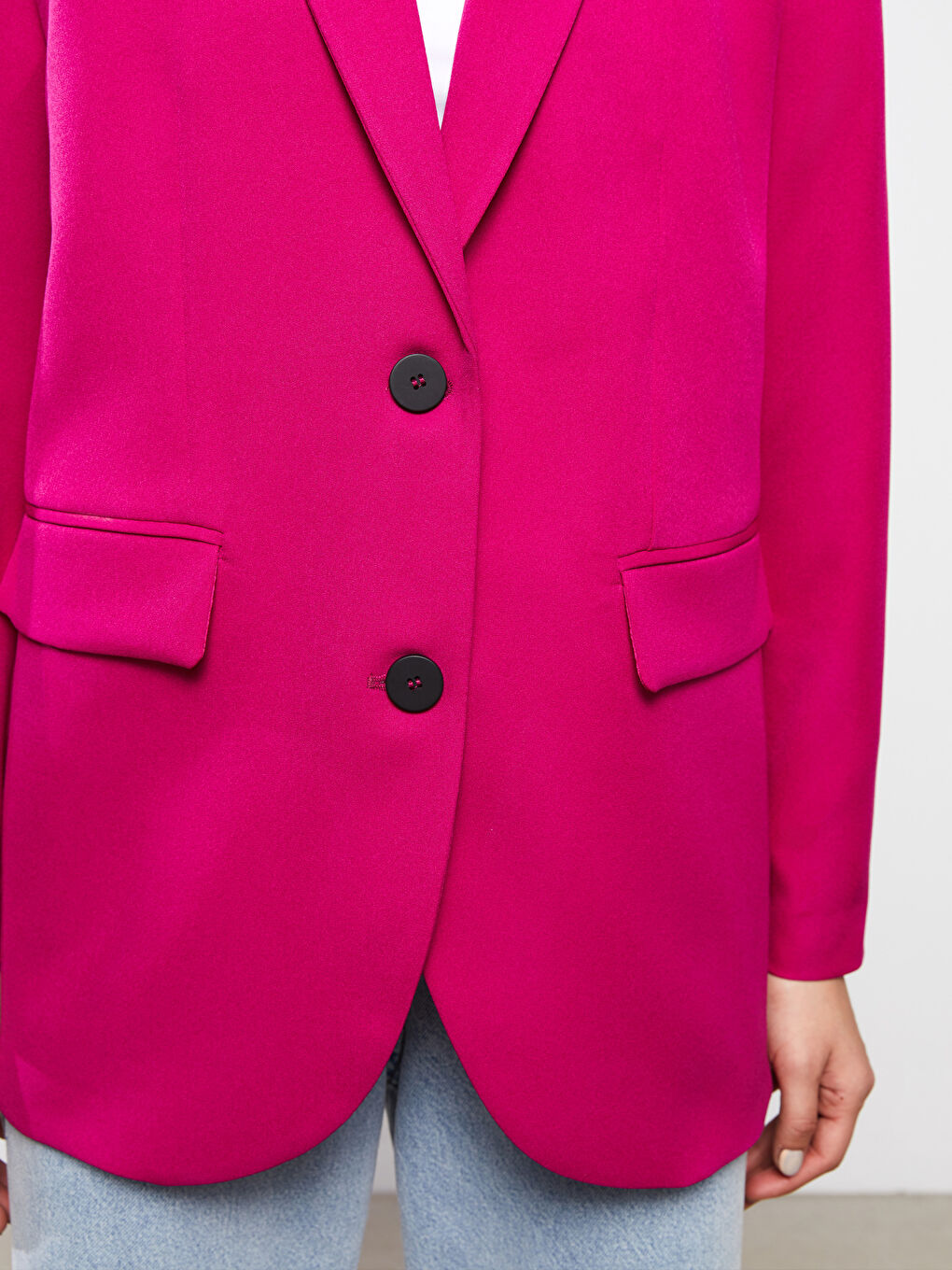 Front Button Closure Long Sleeve Women's Jacket-3