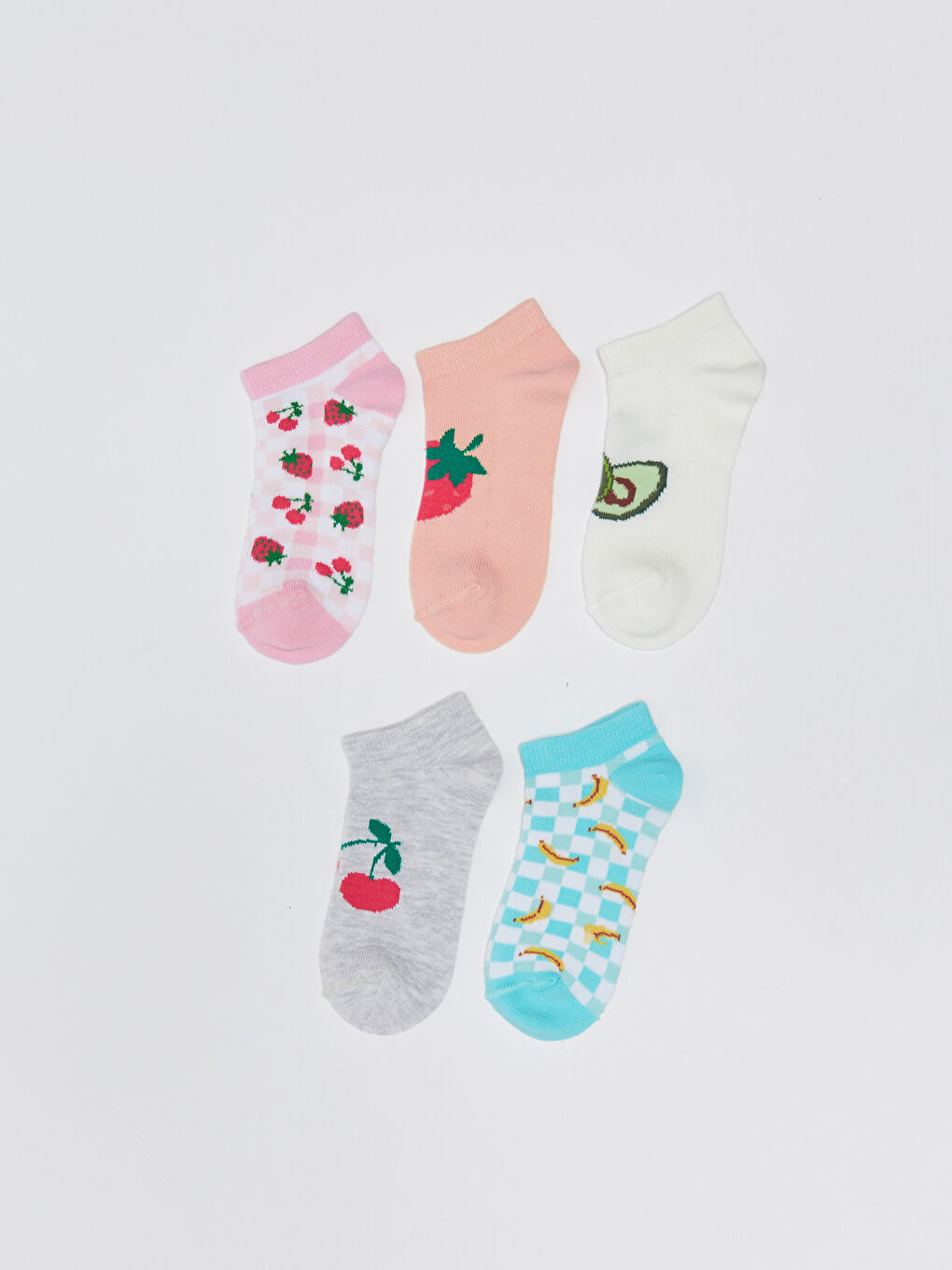 Patterned Girls' Trainer Socks 5 Pack