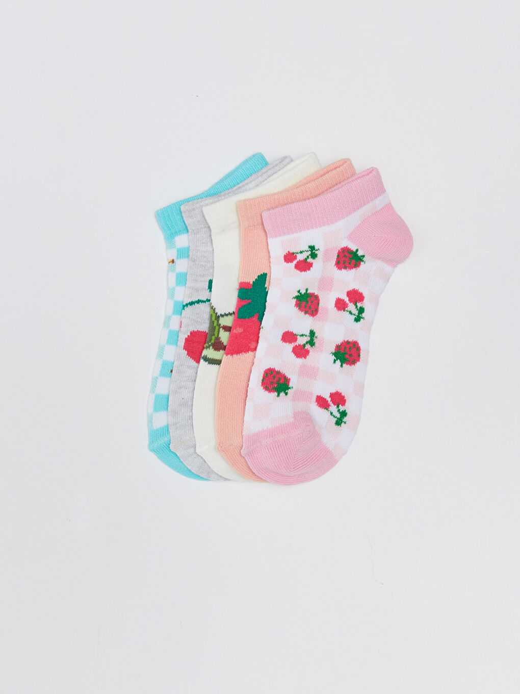 Patterned Girls' Trainer Socks 5 Pack-1