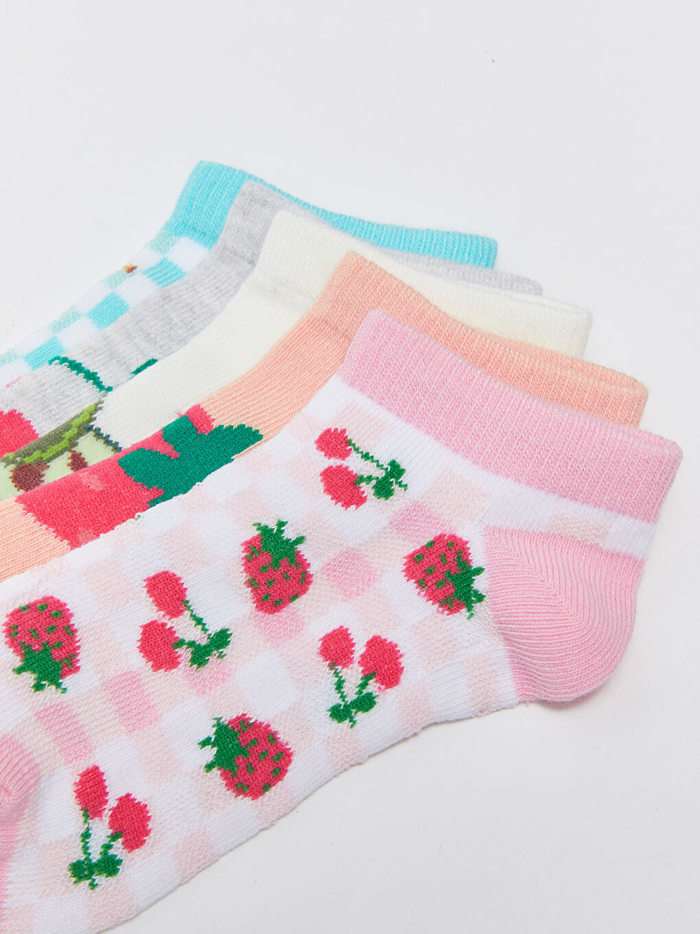 Patterned Girls' Trainer Socks 5 Pack-3
