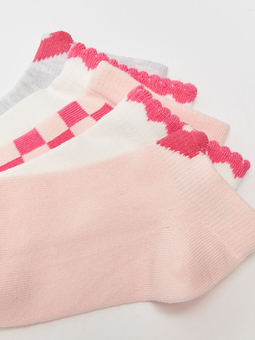 Pembe Desenli Kız Çocuk Patik Çorap 5'li-3
