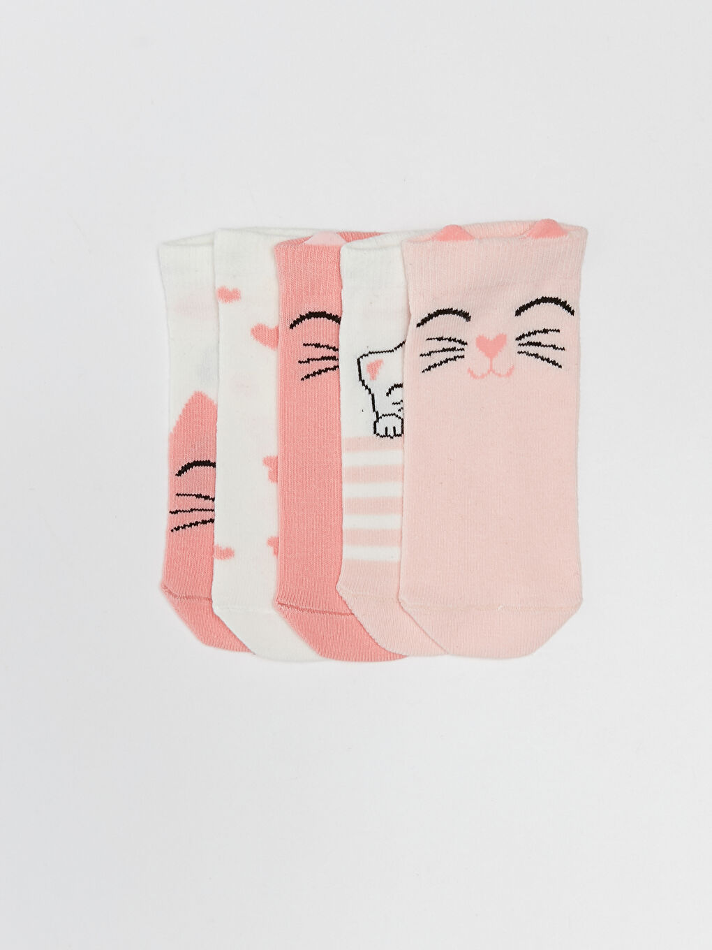 Patterned Girls' Trainer Socks 5 Pack-2