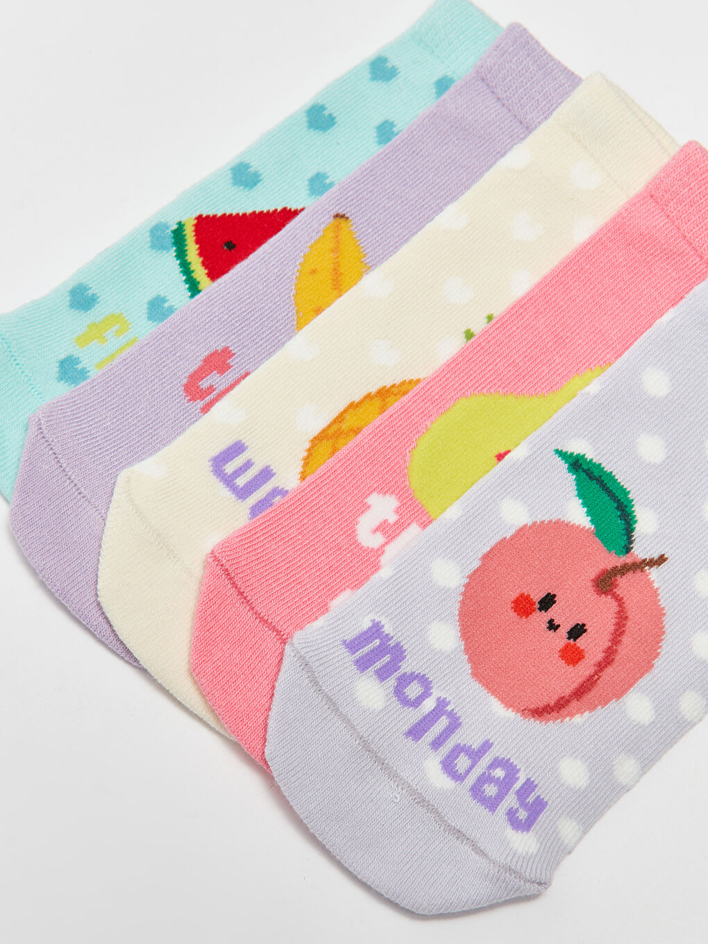 Lila Desenli Kız Çocuk Patik Çorap 5'li-2