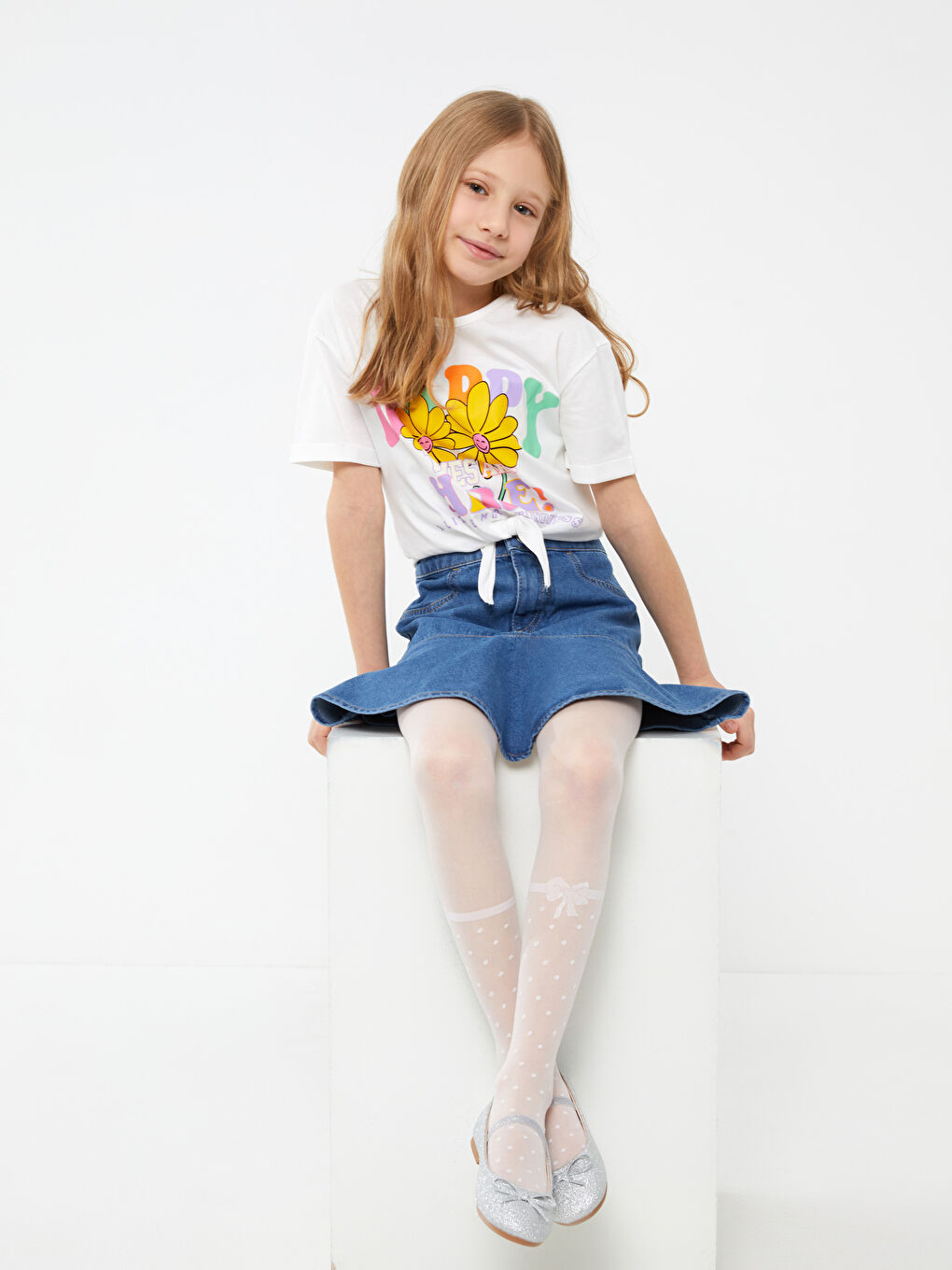 Patterned Girls' Thin Tights -S33182Z4-EEW