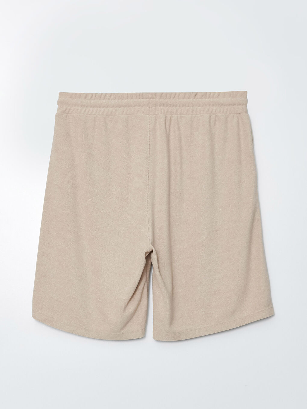 Bej Slim Fit Beli Bağlama Detaylı Erkek Şort-6