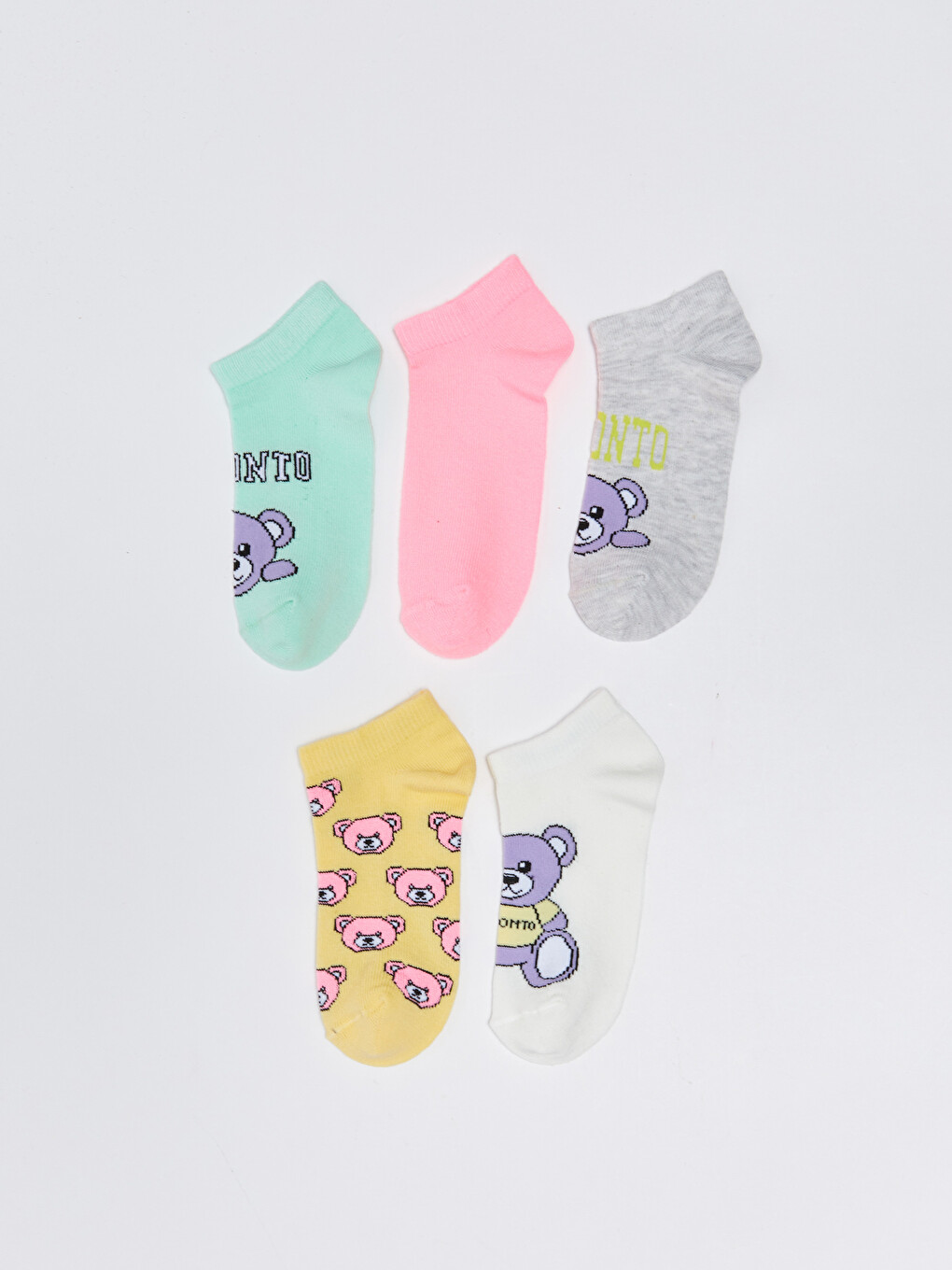 Patterned Girls' Trainer Socks 5 Pack
