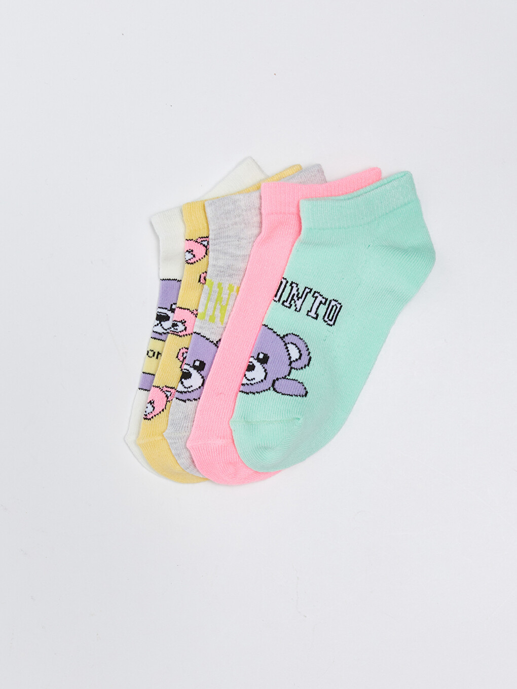 Patterned Girls' Trainer Socks 5 Pack-1