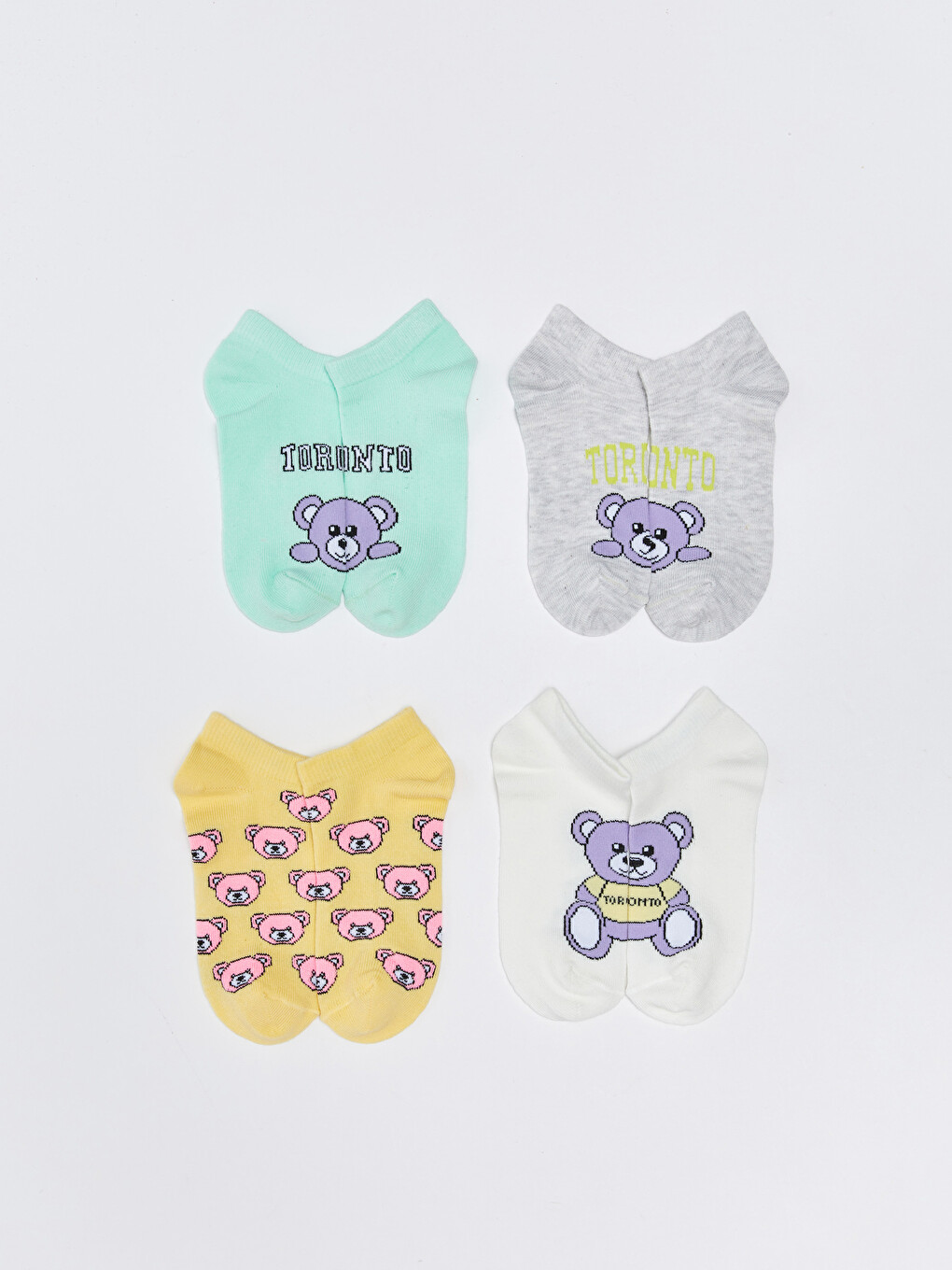 Patterned Girls' Trainer Socks 5 Pack-3