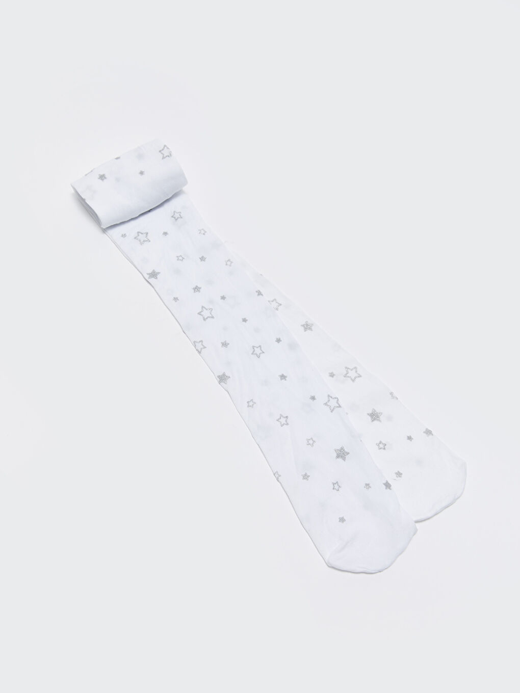 Beyaz Desenli Kız Çocuk İnce Külotlu Çorap