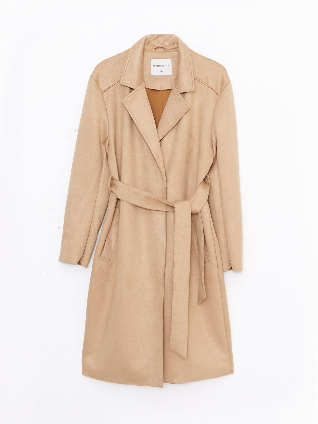 Jacket Collar Straight Long Sleeve Suede Look Women's Trench Coat -S33205Z8-SS0